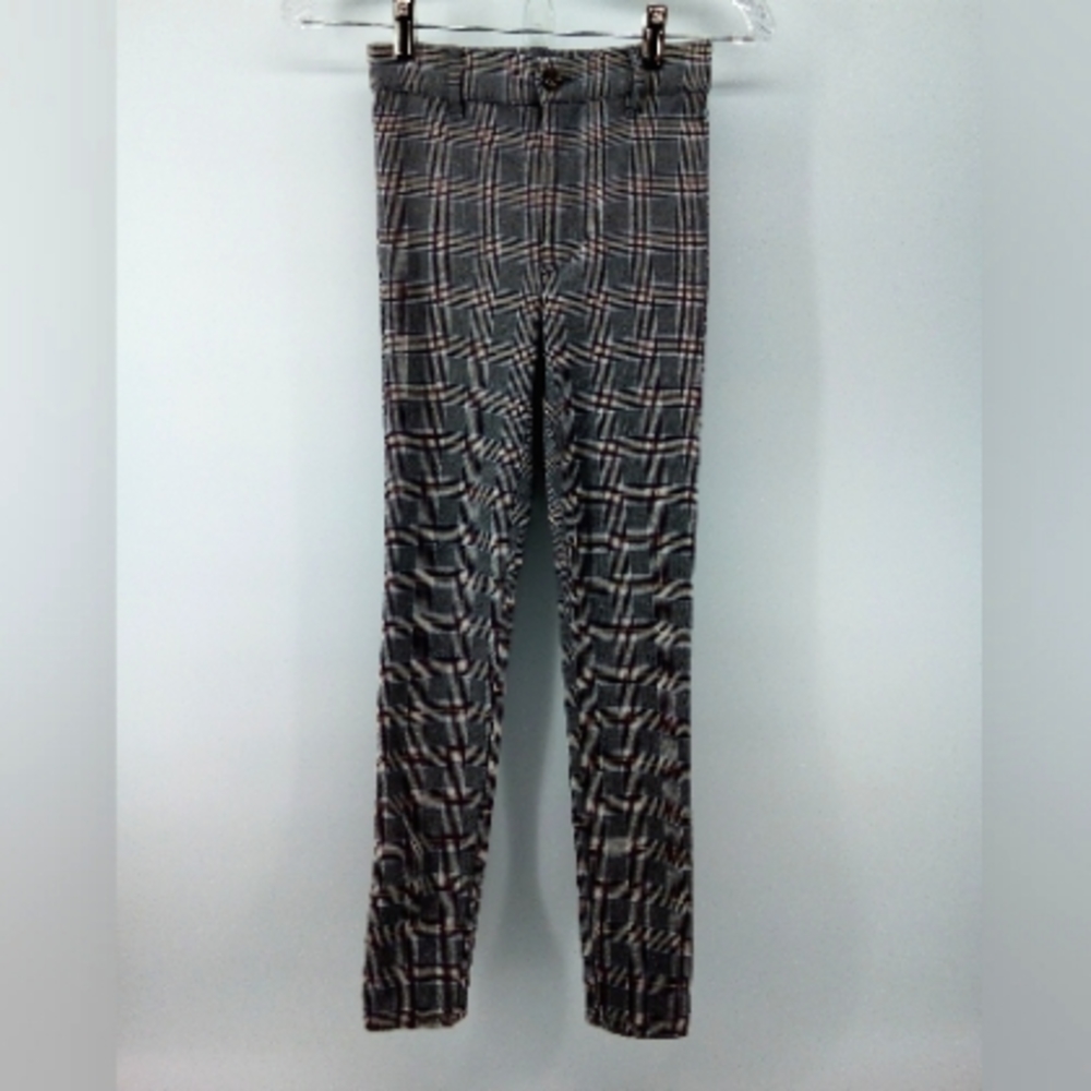 ⭐3/$30 Garage Juniors Grey Plaid Pants Trousers Elastic Waist S